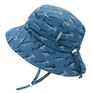 Jan and Jul Sun Hat in Shark features Aqua-Dry fabric, adjustable chin strap, and UPF 50+ protection.