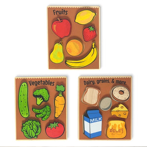 Wooden Food Puzzle, 3-Pack