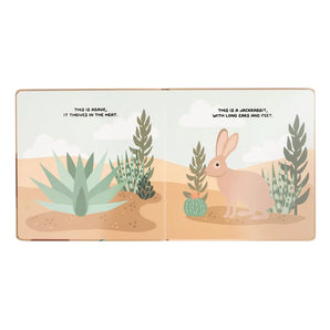 The Desert Friends Board Book by Emerson and Friends has a desert scene with an agave and jackrabbit, plus fun rhymes.