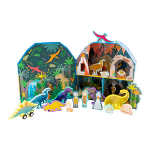 Play Box with Wooden Pieces, Dinosaur