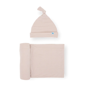 Soft Knit Swaddle and Hat Set, Soft Blush