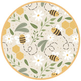 Emerson and Friends Sundress in Happy Honey Bees features a soft bamboo design with bees, flowers, leaves, and honeycomb on beige.