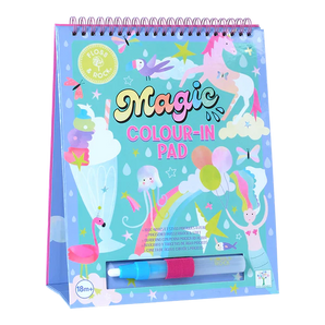 The Floss and Rock Fantasy Watercard Easel is a whimsical, reusable pad with unicorn and balloon designs, including a water pen.