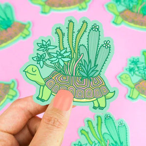 Vinyl Sticker, Succulent Turtle