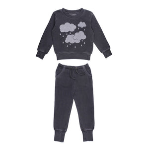 Organic Sweatshirt & Jogger Set, Coal Clouds - Bumkins