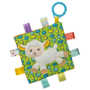 Mary Meyers Crinkle Toy, Sherbet Lamb: A sensory toy with colorful tags and a blue ring, perfect for tactile stimulation.