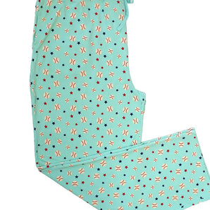 Light blue Adult Bamboo Lounge Pants from Emerson and Friends with star and kite patterns, shown flat on white background.