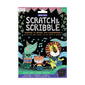 Compact and vibrant, OOLYs Mini Scratch & Scribble Safari Party has jungle animals playing music with scratch cards and a wooden tool.