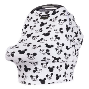 A Milk Snob Cover Disneys Mickey Sketch for your babys car seat features a black and white Mickey Mouse pattern.