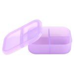 Bumkins Silicone Bento Box in Purple Jelly, features 3 sections & a leak-resistant lid; made with LFGB-grade silicone.