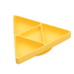 Bumkins Silicone Grip Dish: Zelda™ Triforce, triangular with 3 compartments, food-safe silicone, yellow.