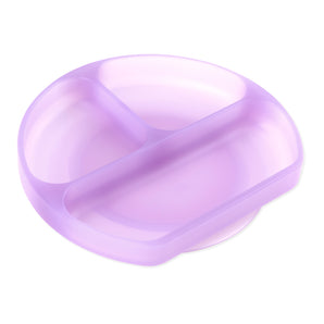 Bumkins Silicone Grip Dish in Purple Jelly has LFGB-grade silicone & 3 compartments for perfectly separated servings.