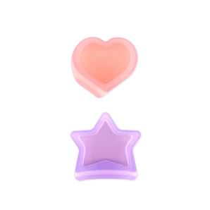 Heart and star soaps, like Bumkins Silicone Little Dipper Combo: Magenta Jelly, pop on a white background.