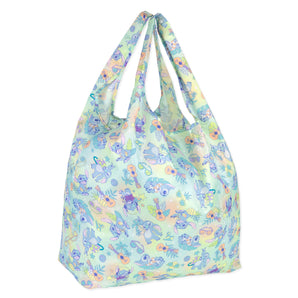 Bumkins Packable Tote Bag: Aloha Stitch features colorful cartoon prints with a tropical motif.