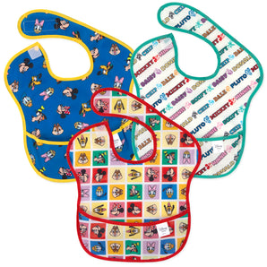 Bumkins SuperBib® 3 Pack: Mickey & Friends MVP features 3 waterproof bibs with colorful Disney character prints.