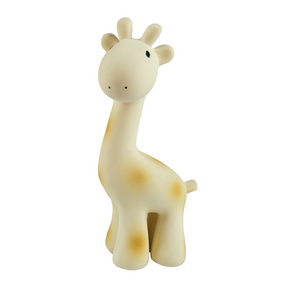 Organic Rubber Toy, Giraffe by Tikiri Toys LLC: A safe, minimalist design in white with brown spots from BPA-free teether material.