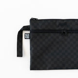 Bumkins Wet/Dry Clutch in Rich Black, made of waterproof fabric, with a zipper and handle, on a white background.