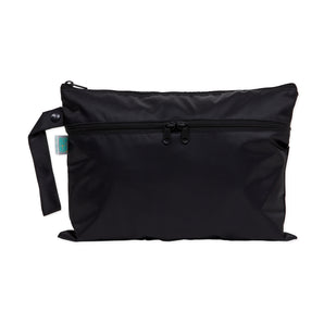 Bumkins Wet/Dry Clutch: Black is a waterproof pouch with a wrist strap and two zippered compartments.