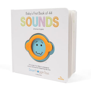 The Baby’s First Book of 44 Sounds by Smart Noggin features vibrant text and a smiling cover, perfect for babys language journey.