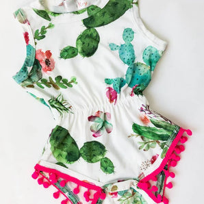 Pom Pom Romper, Cute Cactus