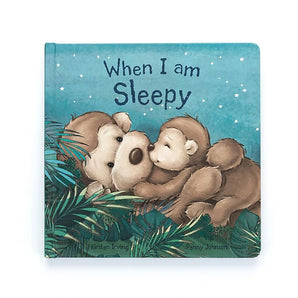 Jellycats When I Am Sleepy book cover: featuring monkeys in jungle scenes, ideal for a bedtime story.