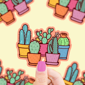 Vinyl Sticker, Potted Cactus