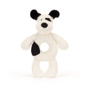 Jellycat, Ring Rattle Black & Cream Puppy