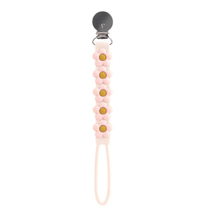 Beadless Pacifier Clip, Daisy Cream