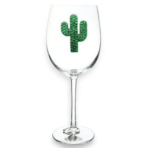 Stemmed Wine Glass, Green Cactus