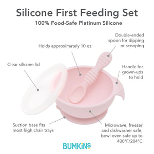 Bumkins Lavender Silicone First Feeding Set with Lid & Spoon - Each