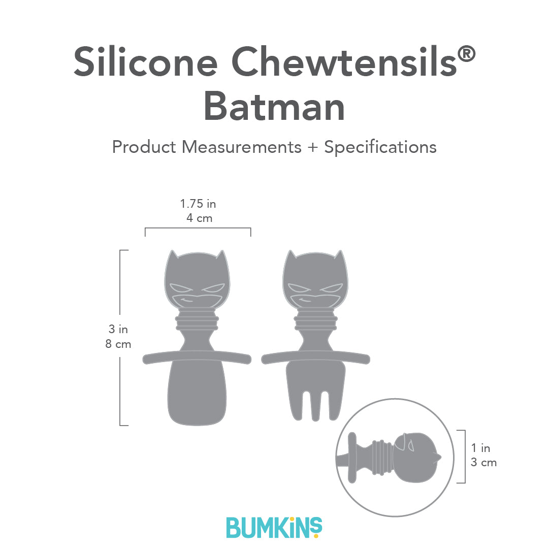 Batman Toddler Spoon and Fork Silicone Training Chewtensils | Bumkins