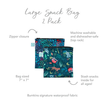 Reusable Snack Bag, Large 2-Pack: Jungle & Animal Prints - Bumkins