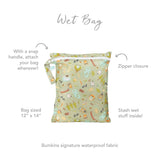 Bumkins Wet Bag: Camp Gear, 12x14, with colorful design, waterproof fabric, snap handle & zipper closure.