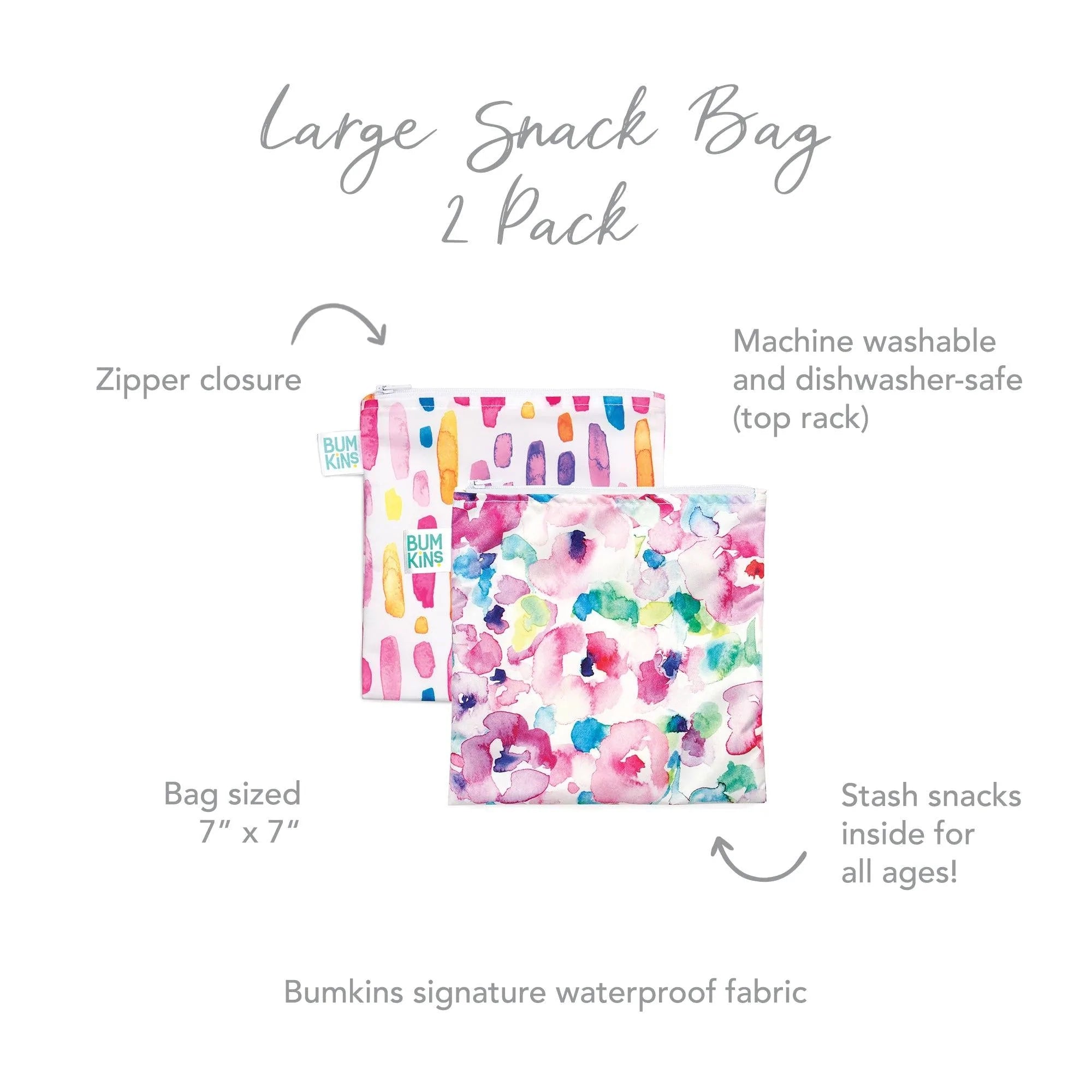 Bumkins - 2pk Silicone Flat Reusable Bag, Lavender