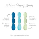 Bumkins Silicone Dipping Spoons 3 Pack: Gumdrop, in blue, is perfect for self-feeding from 3 months+ with food-safe silicone.