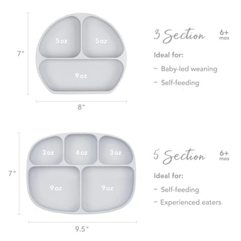 Silicone Grip Dish with Lid (3 Section): Gray - Bumkins