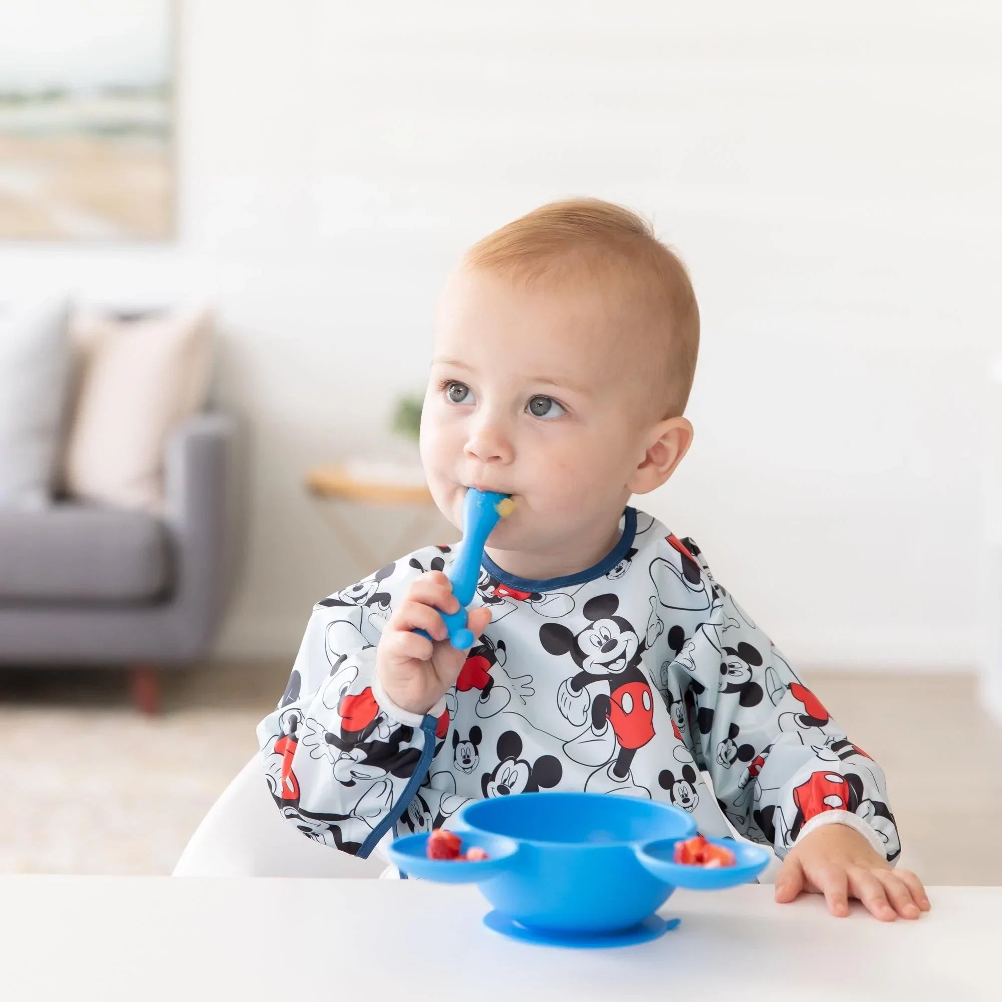 Mickey Mouse Vanilla Sprinkle Silicone Baby Bowl & Spoon Set, Bumkins in  2023