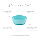 Bumkins Silicone Grip Bowl: Blue offers a secure suction base, exterior groove, interior ridge, and sloped bottom for toddlers.