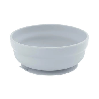 The Bumkins Silicone Grip Bowl: Gray is round with a smooth finish, displayed against a white background.