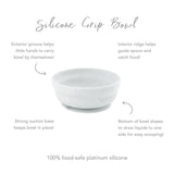 Bumkins Silicone Grip Bowl: Marble features a suction base, ideal for self-feeding toddlers, made from 100% food-safe platinum silicone.