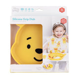 Disney Babys Bumkins Silicone Grip Dish: Winnie The Pooh design, food-safe with suction base; smiling baby featured on the cover.