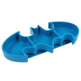 The Batman Blue Silicone Grip Dish by Bumkins is a toddler plate with food-safe silicone and divided sections, bat-shaped for fun!.