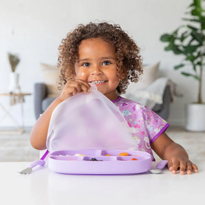 Silicone Grip Dish with Lid (5 Section): Lavender - Bumkins