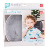 Child enjoying food from a Bumkins Silicone Grip Plate: Marble, made of food-safe platinum silicone with strong suction. Suitable 6+ months.