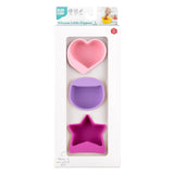 Bumkins Silicone Little Dipper 3-Pack in heart, circle, and star shapes, come in pink, purple, magenta in a chic white box.