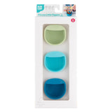 Bumkins Silicone Little Dipper Round 3-Pack Gumdrop includes three safety-tested dipper cups in green, teal, and blue displayed vertically.