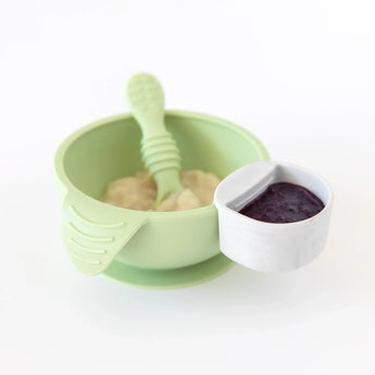 Bumkins Silicone Little Dipper Round 3-Pack: Taffy - perfect for holding mashed food with sauce in reusable silicone containers.