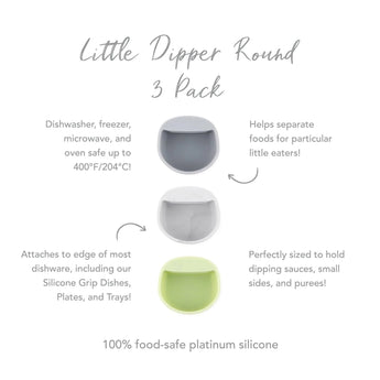 The Bumkins Silicone Little Dipper 3-Pack: Taffy includes reusable bowls, safe for microwave, freezer, and dishwasher. Perfect for condiments.