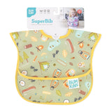 Bumkins’ SuperBib®: Camp Gear features a camping print, yellow trim, and waterproof fabric. Ideal for ages 6-24M.