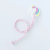 Bumkins Silicone Accessory Tether 2-Pack: Pink offers unicorn pastel pacifier clips, ideal for teething babies.